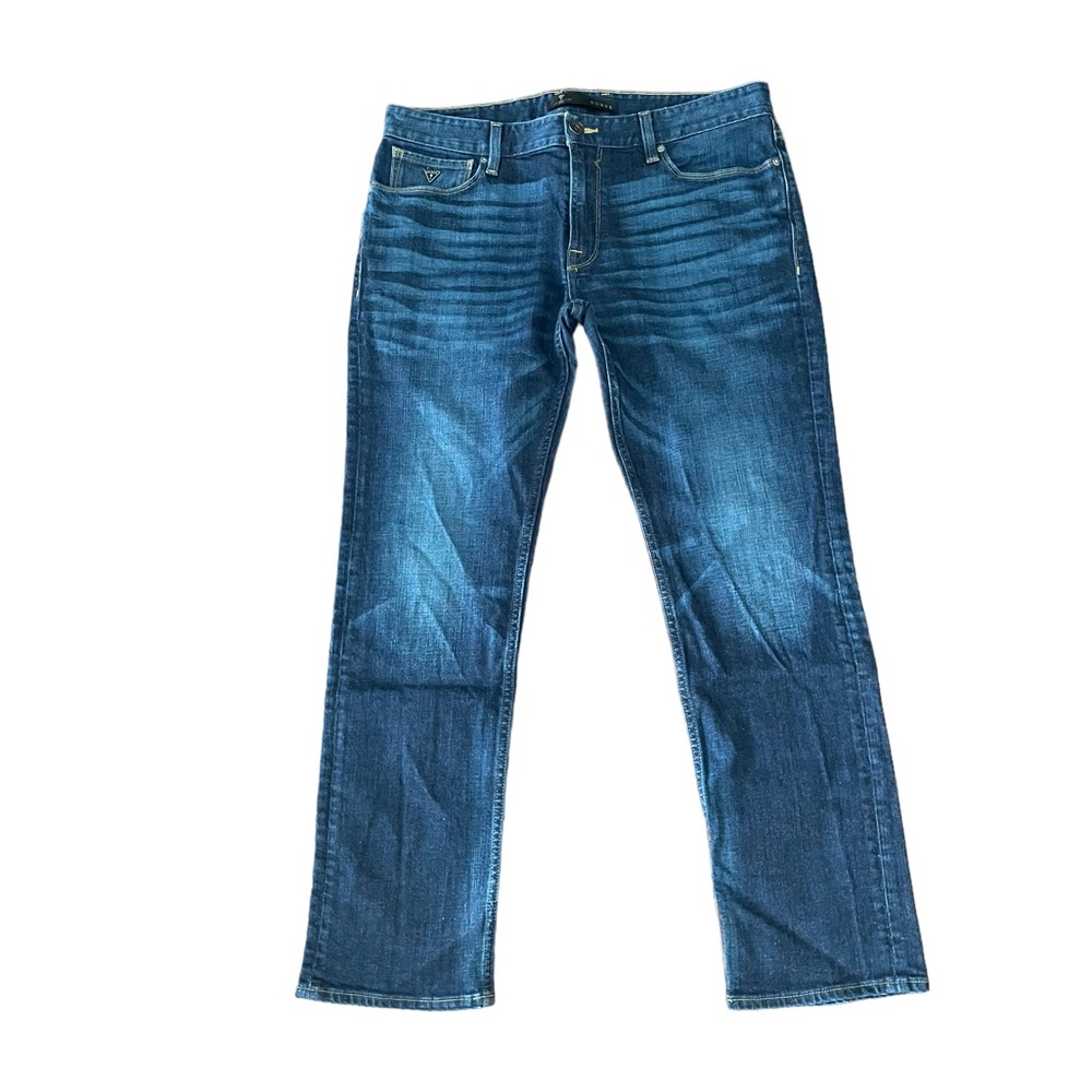 Guess men’s NWOT slim straight casual cotton denim blue jean size 36